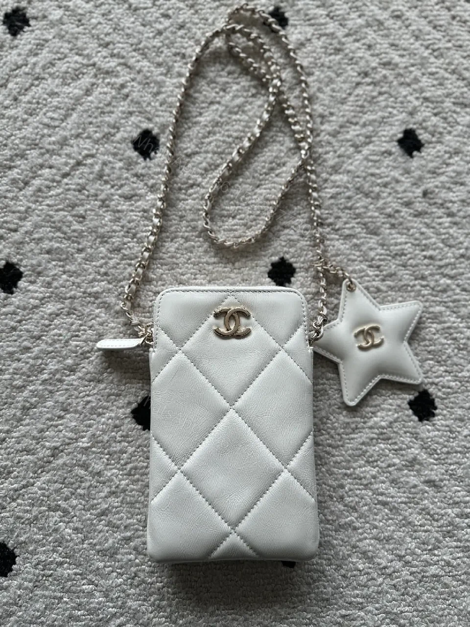 Quilted White Leather Mini Crossbody with Silver Hardware — view 1