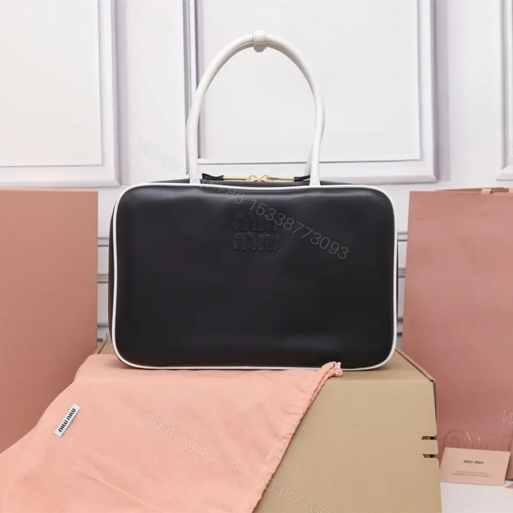 高仿miumiu*Beau系列5BB172小牛皮手袋黑白色大號免檢版 — view 1