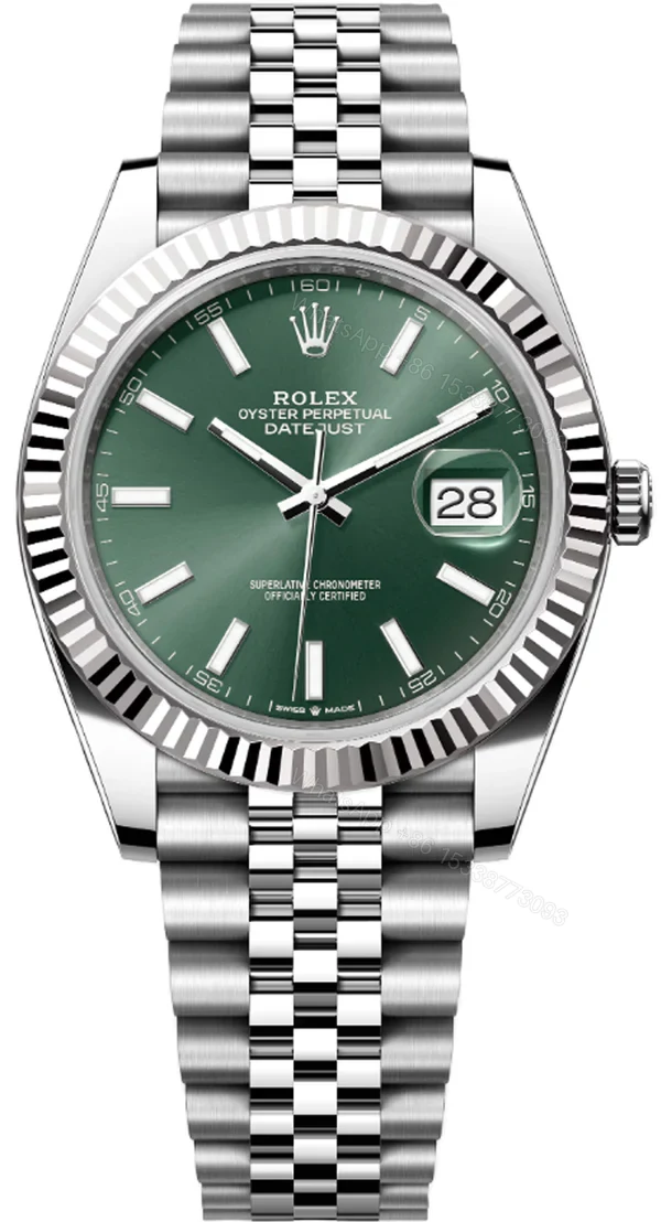 Replica Rolex Datejust 41 Green Stick Dial Jubilee — view 1