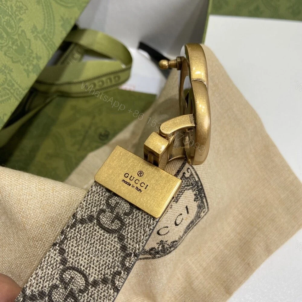 View 2 of Gucci GG Marmont Reversible Belt Brown