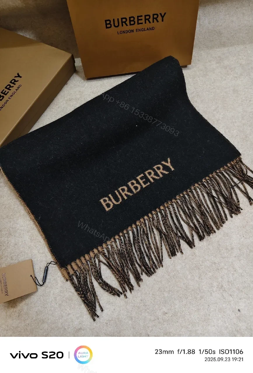 View 6 of Lux Cashmere-Blend Scarf: Dual-Tone Intarsia, Fringe, Luxe Style