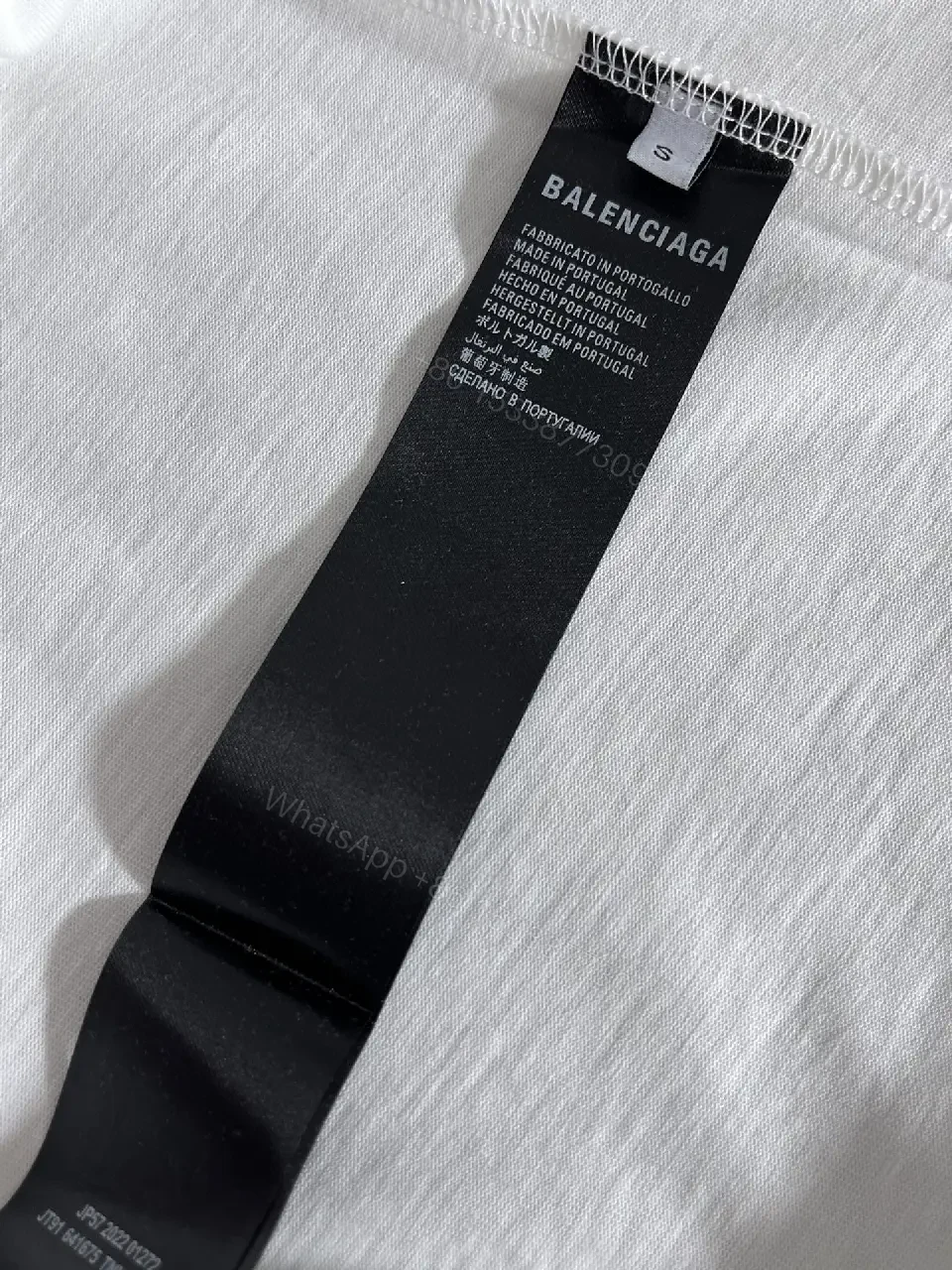 View 7 of White Satin Loose-Fit Tee with Subtle Sheen Embroidered Logo T-shirt