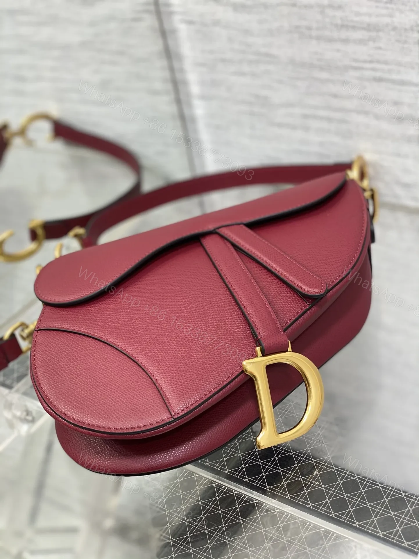 View 5 of Christian Dior Saddle Bag in Red Gold Hardware