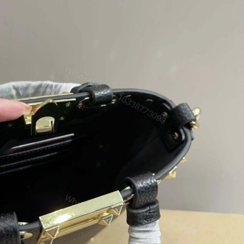 View 8 of VALENTINO ROCKSTUD CROSSBODY POUCH IN GRAINY CALFSKIN BLACK 16CM 5W2P0W31VSH 0NO