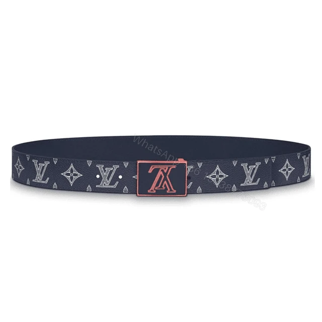 LOUIS VUITTON BELT METROPOLE MONOGRAM UPSIDE DOWN INK NAVY – B132 — view 1