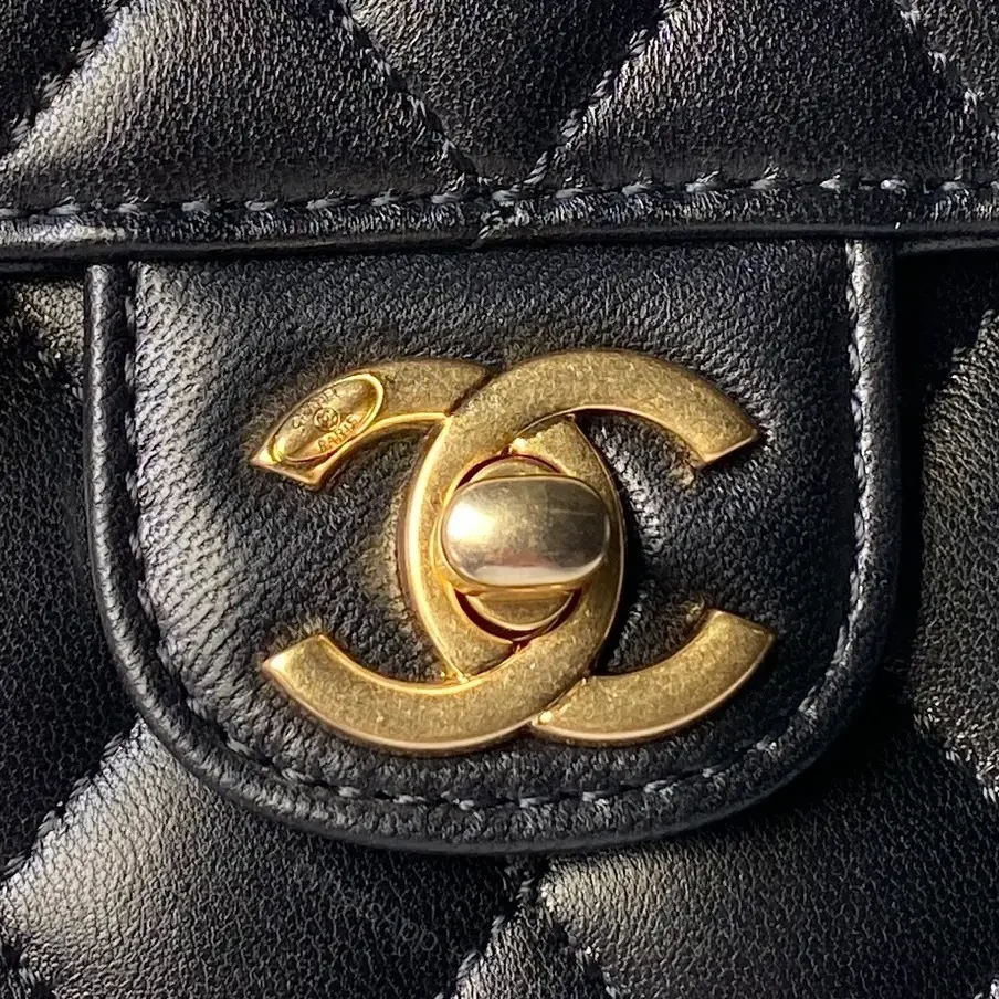 View 4 of Quilted Calfskin Bag with Gold Chain - Classic Chic