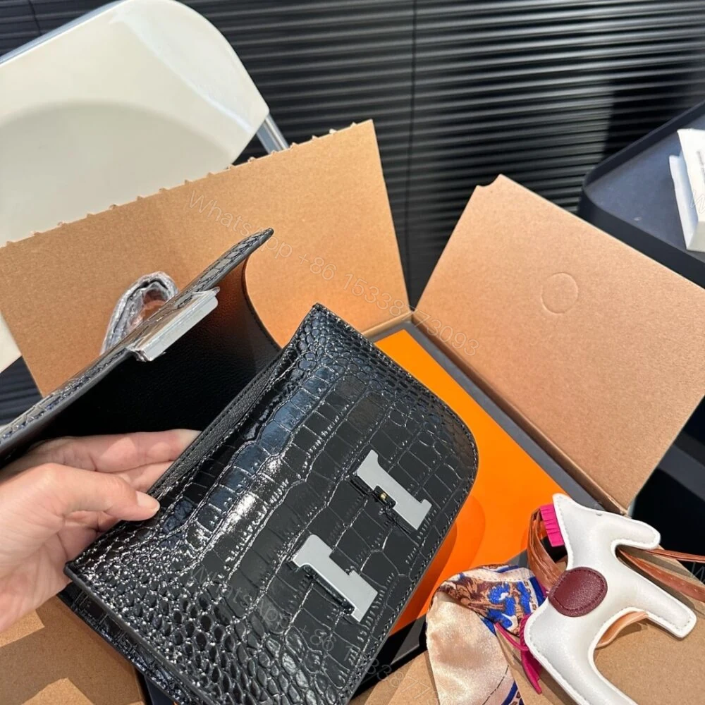 View 6 of Hermes Mini Constance 19 Shiny Alligator Palladium Hardware Black 19Cm
