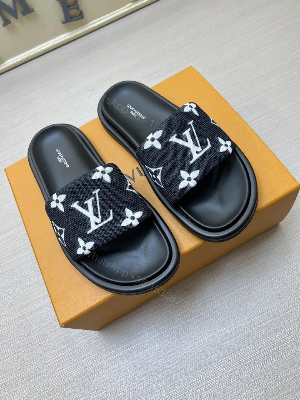 View 3 of Black Monogram Slide: Modern Luxury, All-Day Comfort