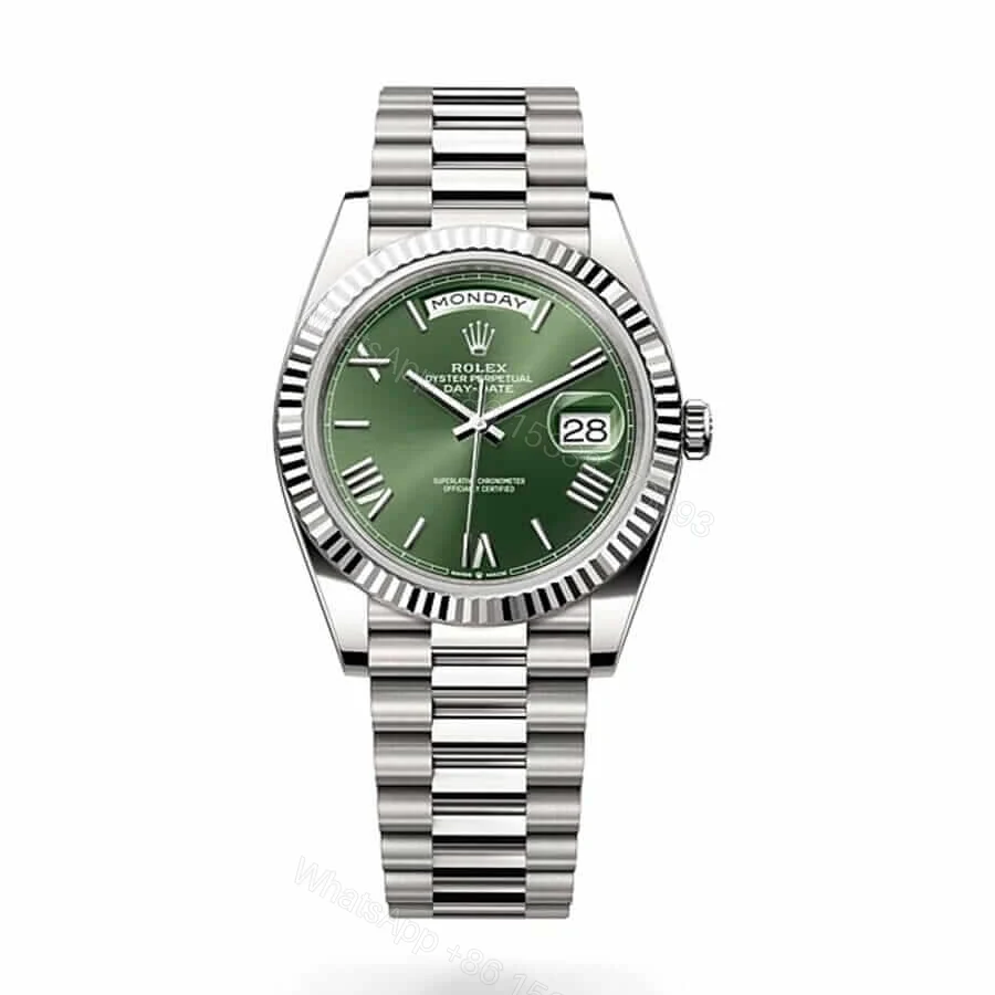 Rolex Day-Date 40 228239 Super Clone : 40mm White Gold Olive Green Dial — view 1