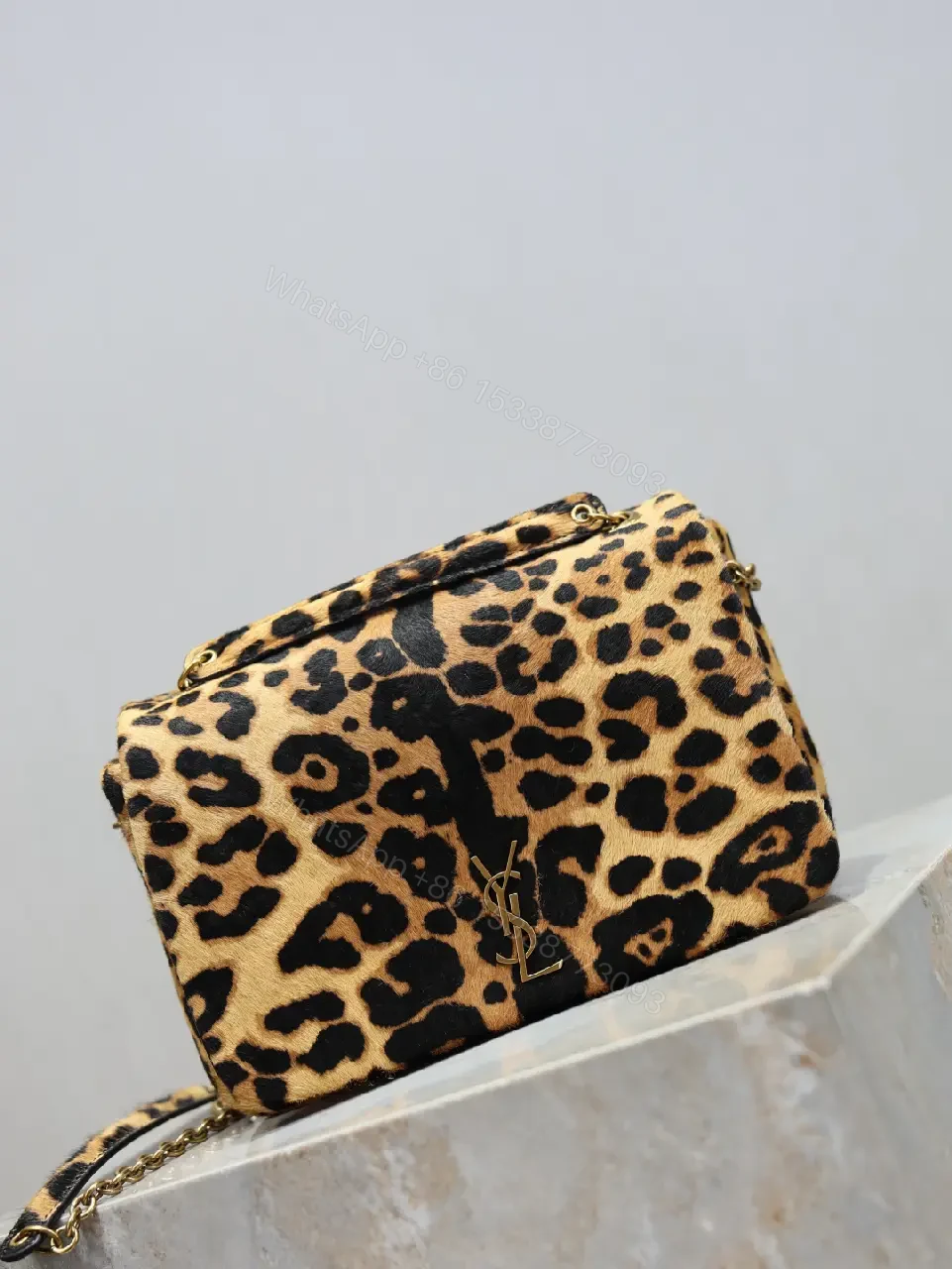 View 5 of Leopard Print Mini Bag with Gold Accent: Compact Luxury Bag