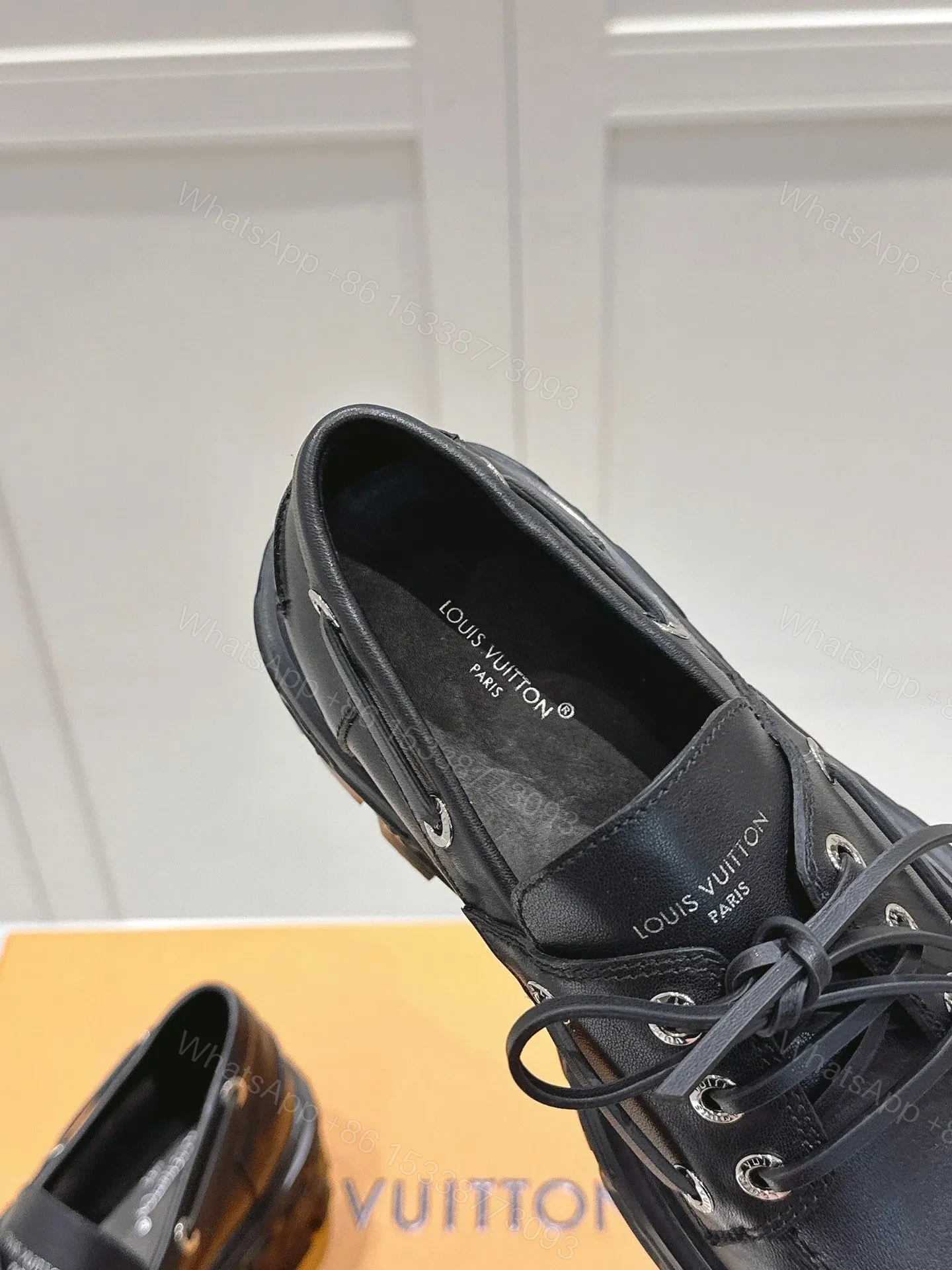 View 2 of LV Women Black Leather Chunky Loafers