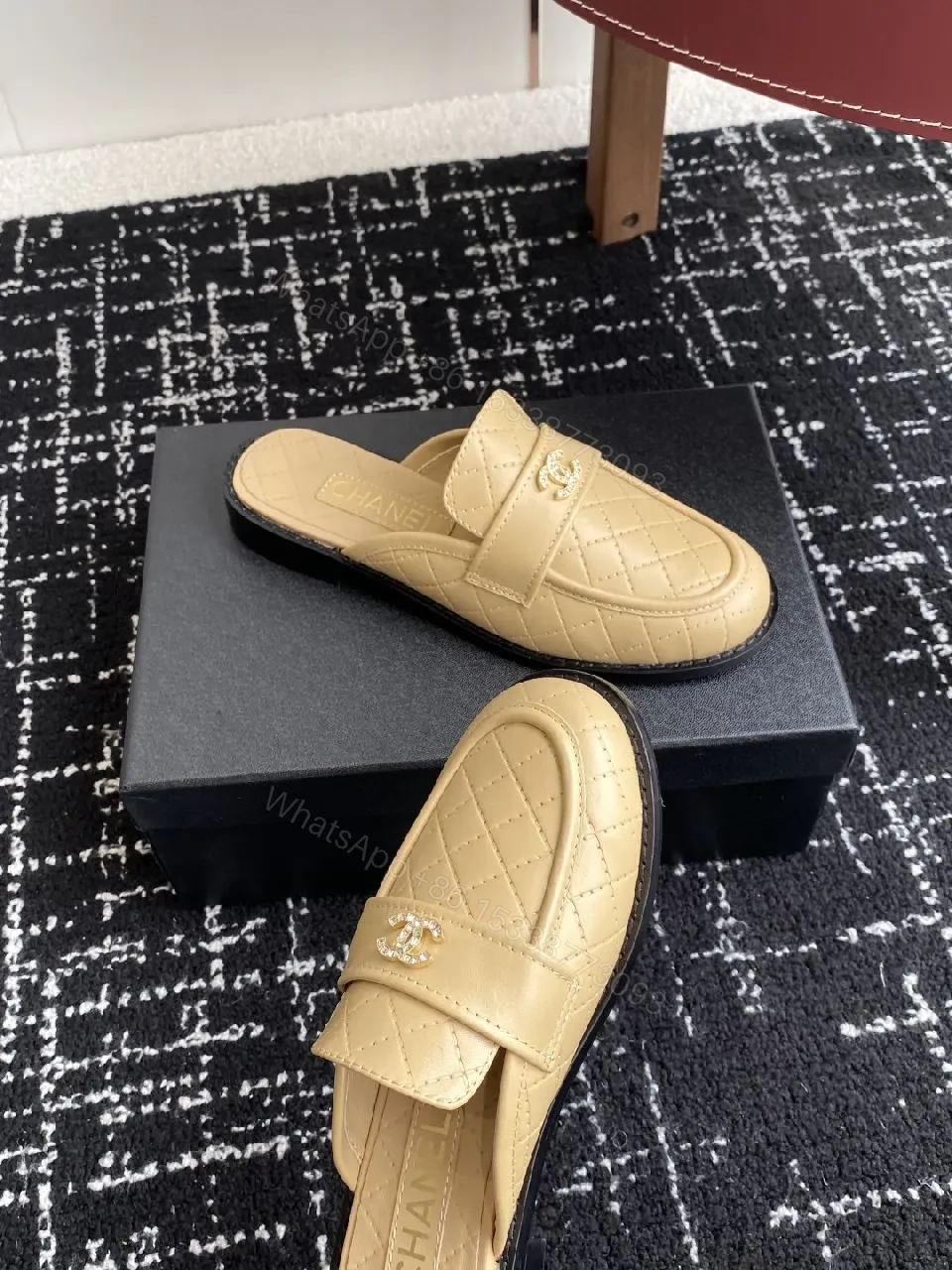View 4 of Textured Leather Quilted Slides for Everyday Luxury