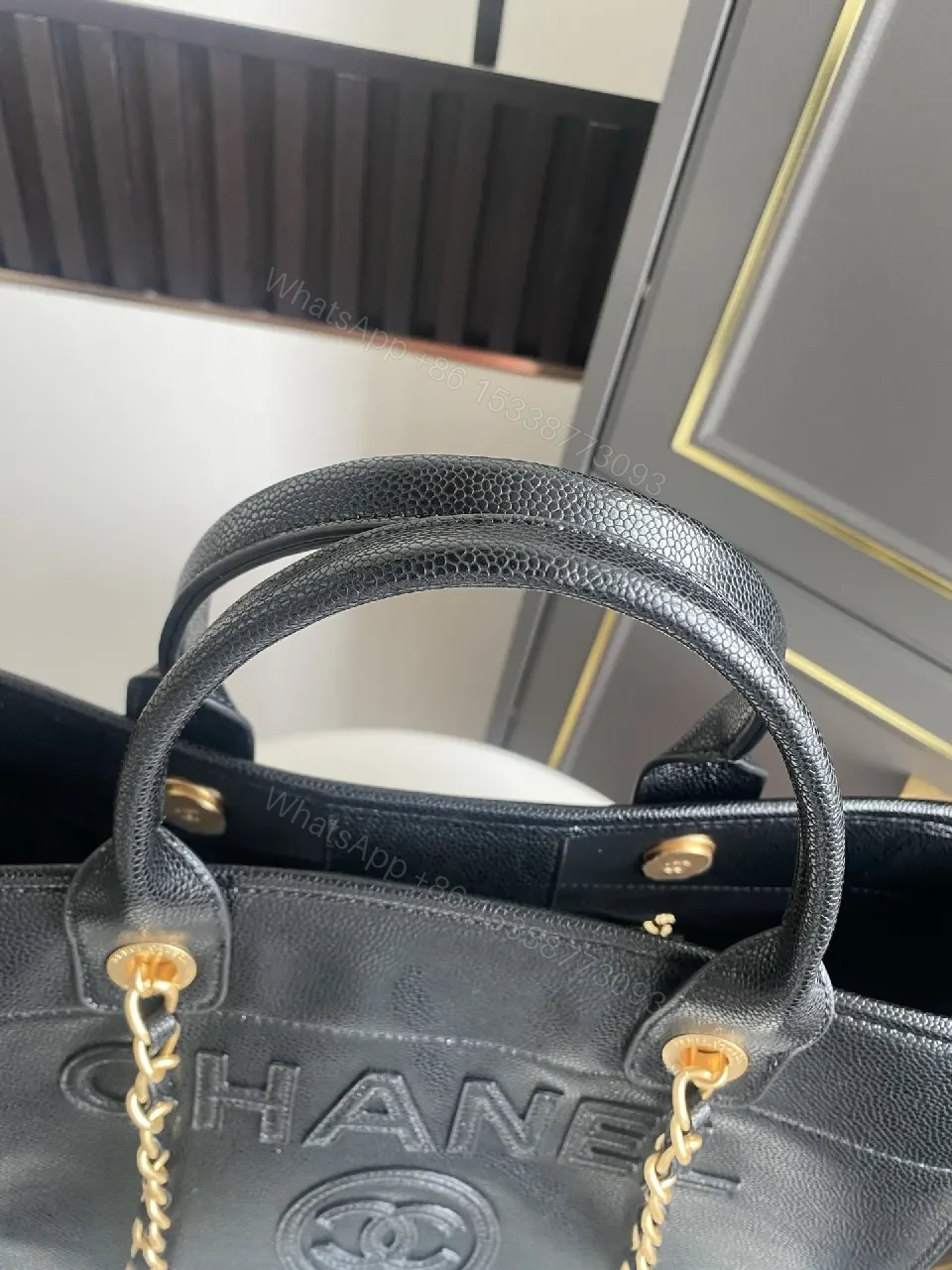 View 6 of Chic Black Pebbled Leather Tote — Structured Everyday Lux