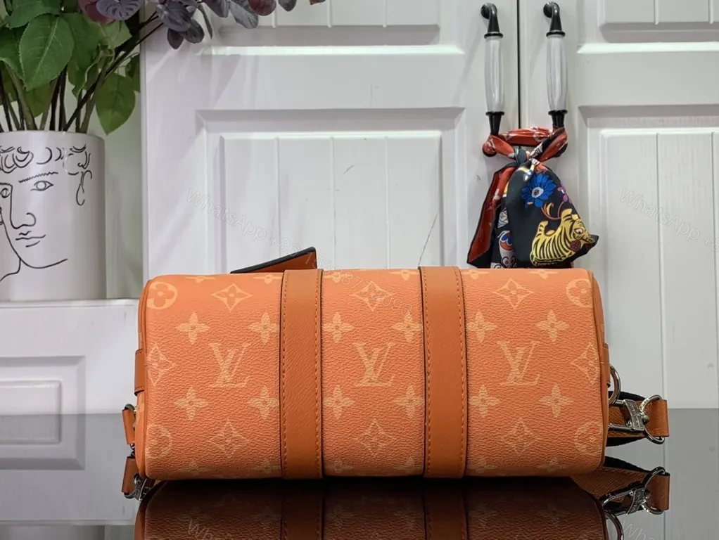 View 3 of Vibrant Orange Louis-Style Satchel: Bold Everyday Luxe Bag