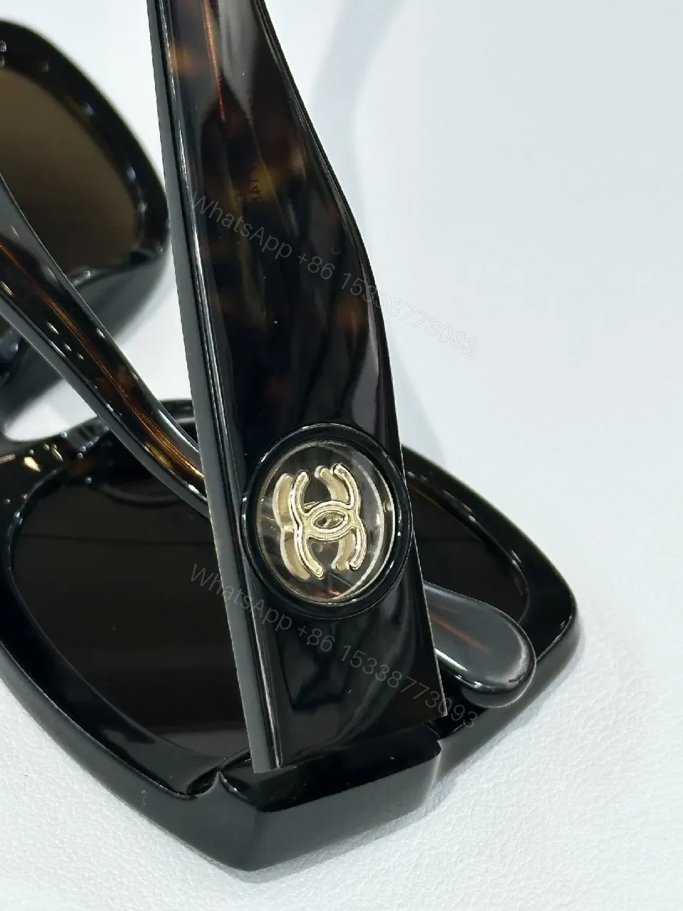 View 7 of Oversized Black-Brown Acetate Sunglasses with Polarized Lenses