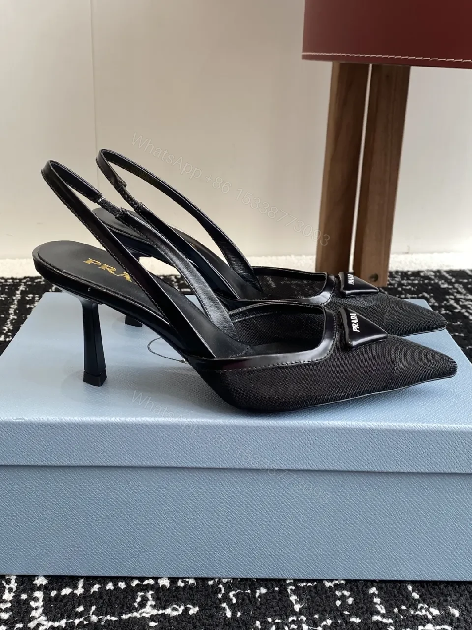 View 6 of Chic Noir Slingback Pumps: Pointed Toe, Black Fabric