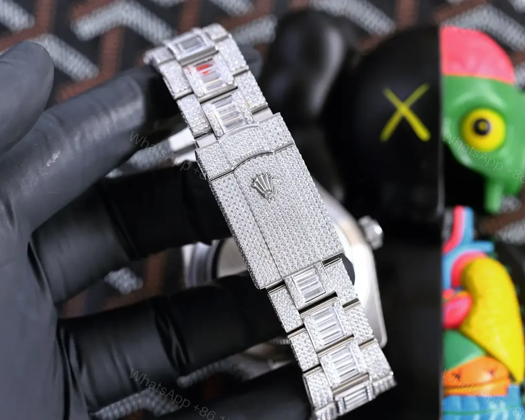 View 9 of Rolex Sky-Dweller replica 42MM Prestigious Full Diamond Steel Bracelet Edition RG-SKYDWELLER-FULLDIAMOND-STEEL-9001