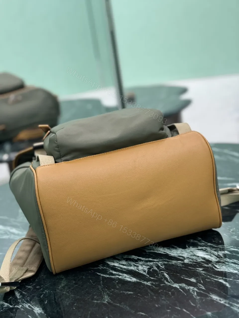 View 2 of All-Season Luxe Utility Backpack: Sleek, Durable Leather-Trim Nylon