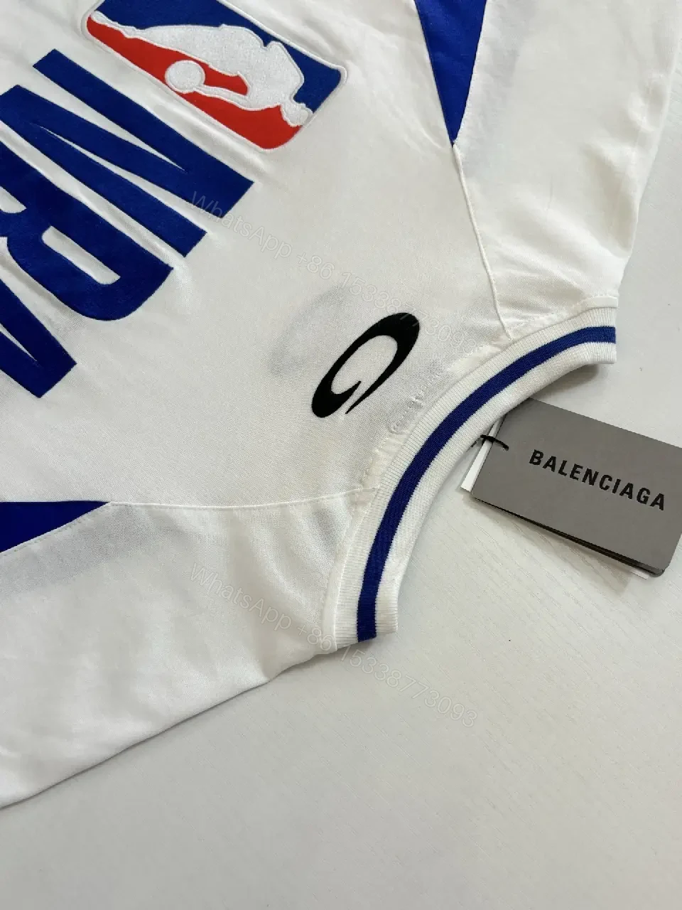 View 7 of Bold Performance Jersey: White/Blue, Luxe Streetwear Top