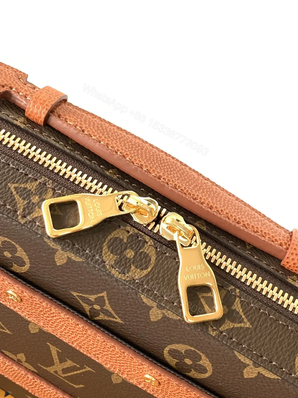 View 9 of Compact Monogram Crossbody with Striped Leather Accents