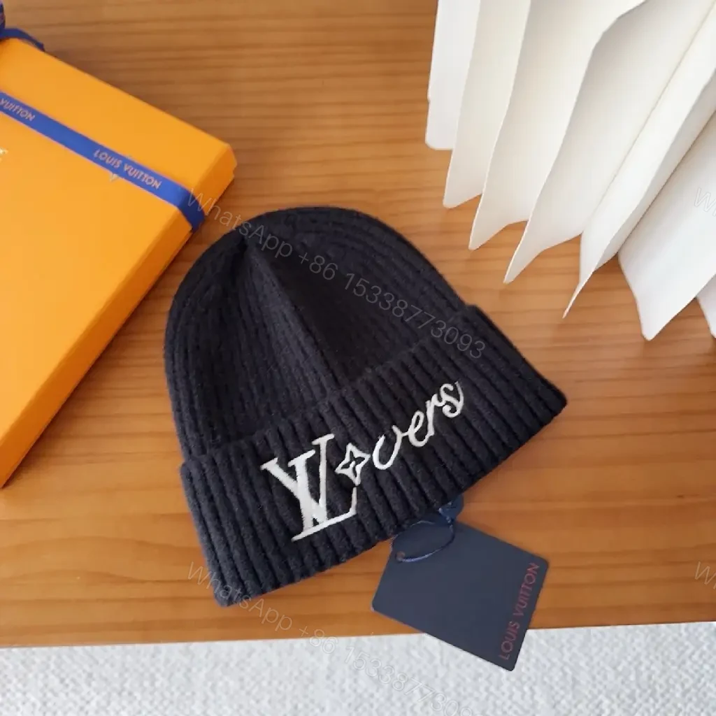 View 9 of Edgy Knit Beanie: Black Rib—Signature LV Stitching, Luxe Warmth