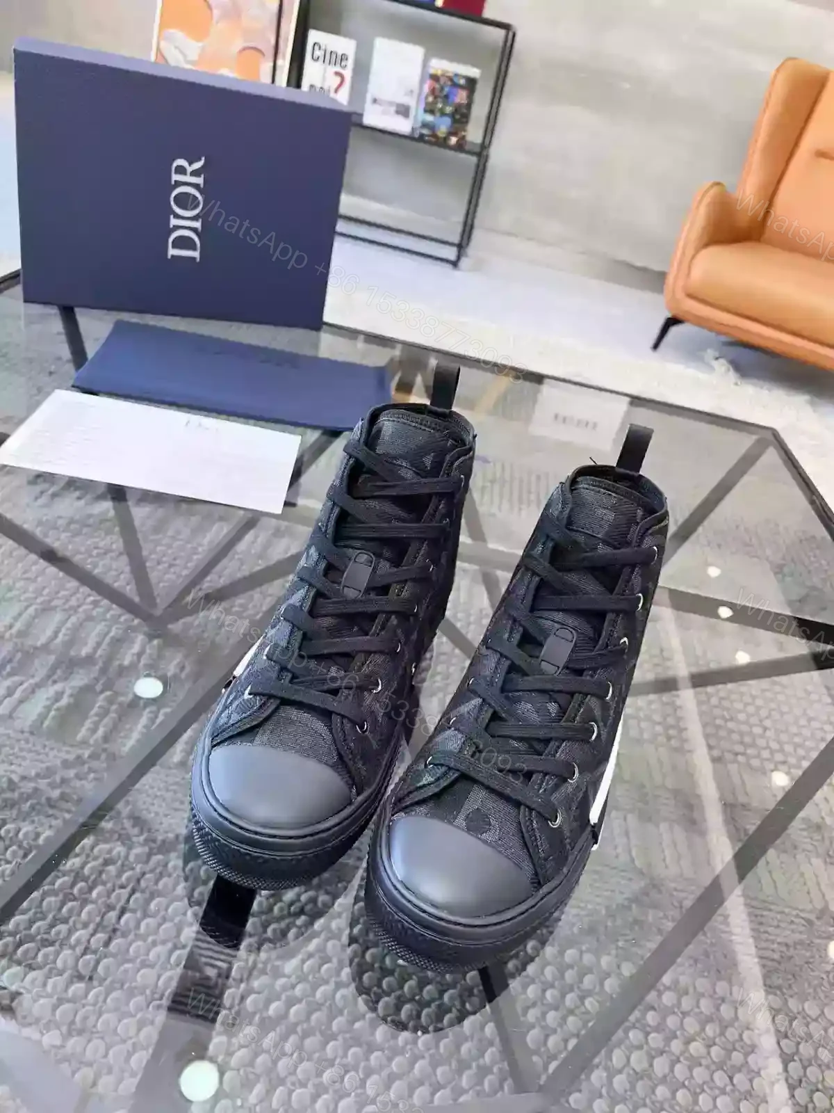 View 4 of B23 HIGH-TOP SNEAKER BLACK MAXI DIOR OBLIQUE JACQUARD – CD118