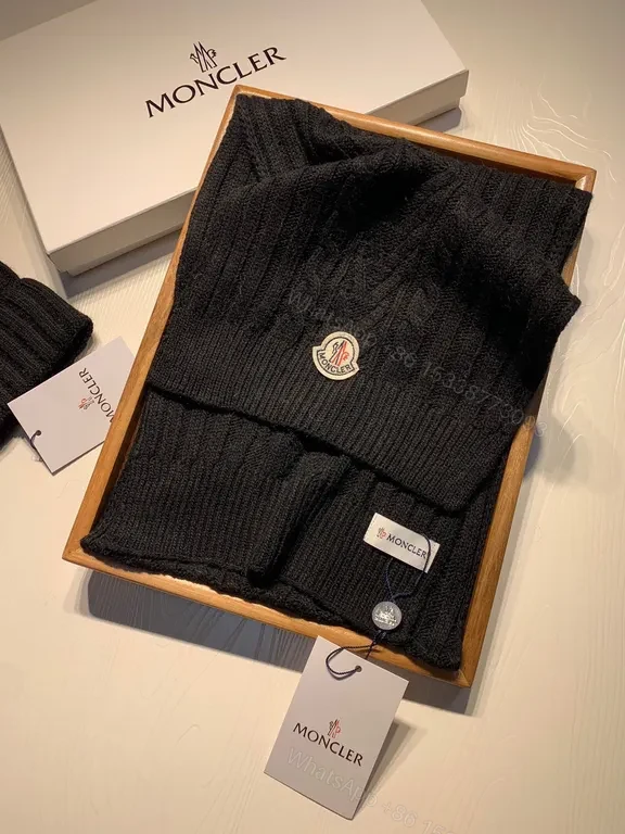 View 4 of Moncler Knit Beanie: Premium Ribbed Warmth, Logo Patch