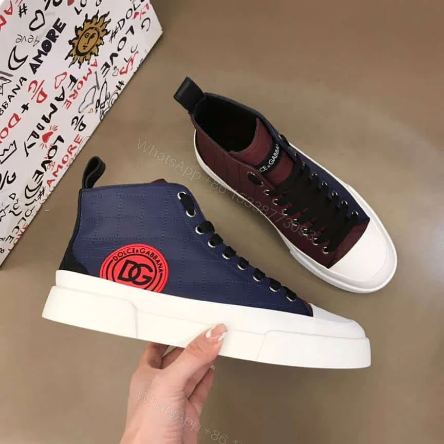 View 8 of DOLCE AND GABBANA QUILTED TWO-TONE NYLON PORTOFINO LIGHT MID-TOP SNEAKERS – DG105