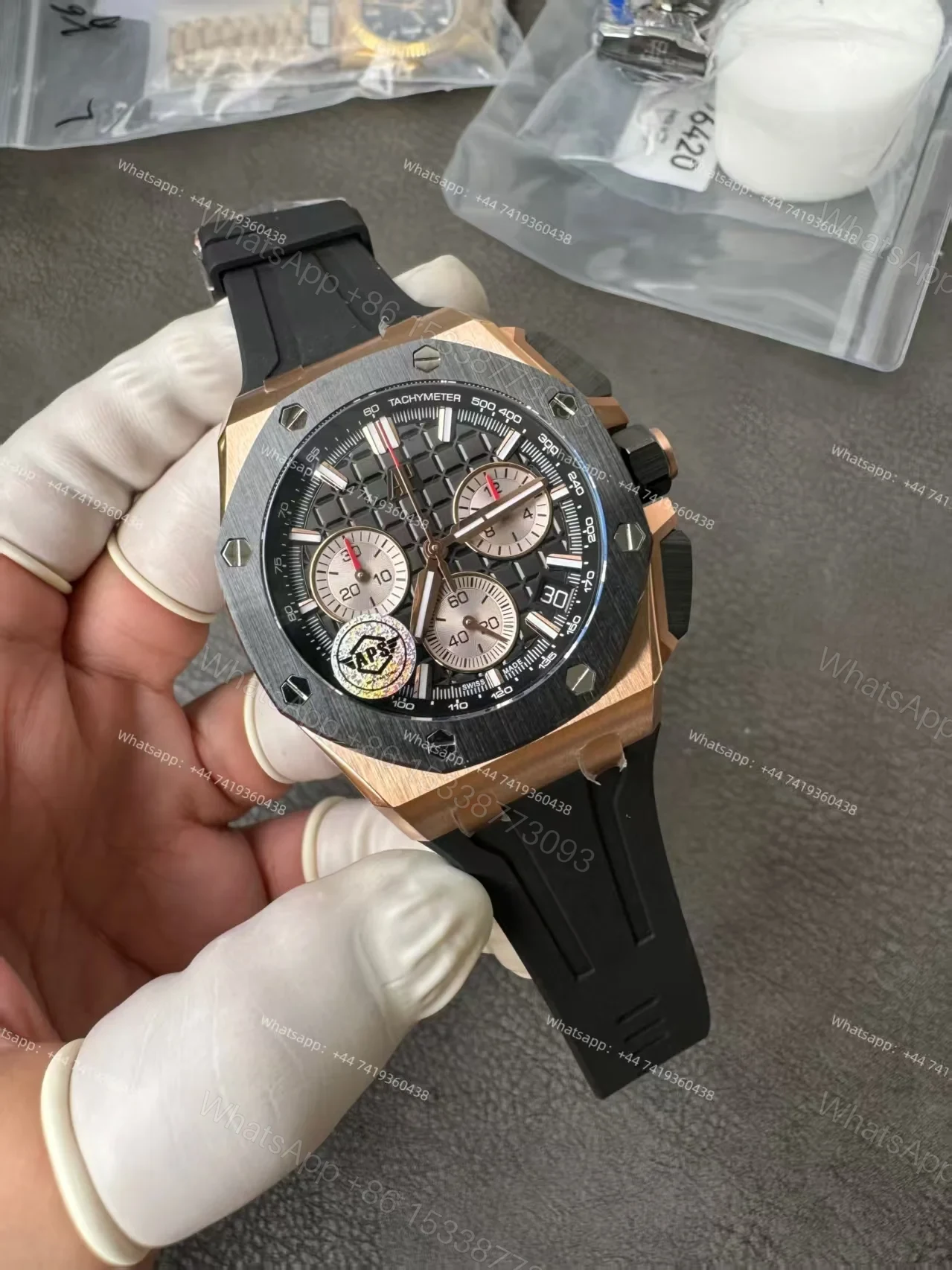 View 3 of Audemars Piguet Super Clone Royal Oak Offshore Rose Gold 26420 Black Dial Chronograph 43mm