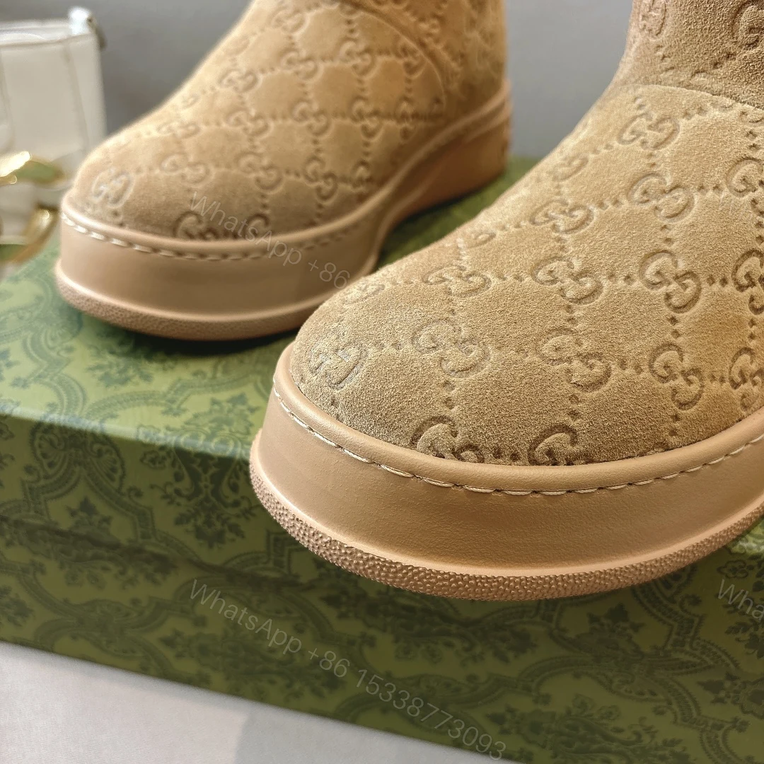 View 7 of GUCCI WOMEN’S BOOT GG SUEDE CANVAS BROWN
