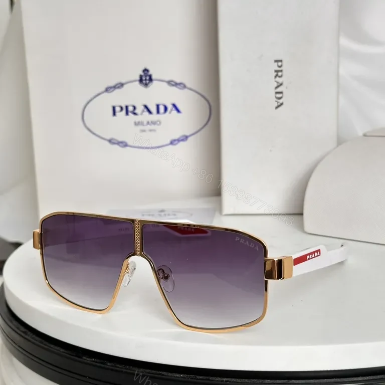 View 9 of Premium Gradient Shield Sunglasses - Luxury Alloy, Prada-Inspired Design