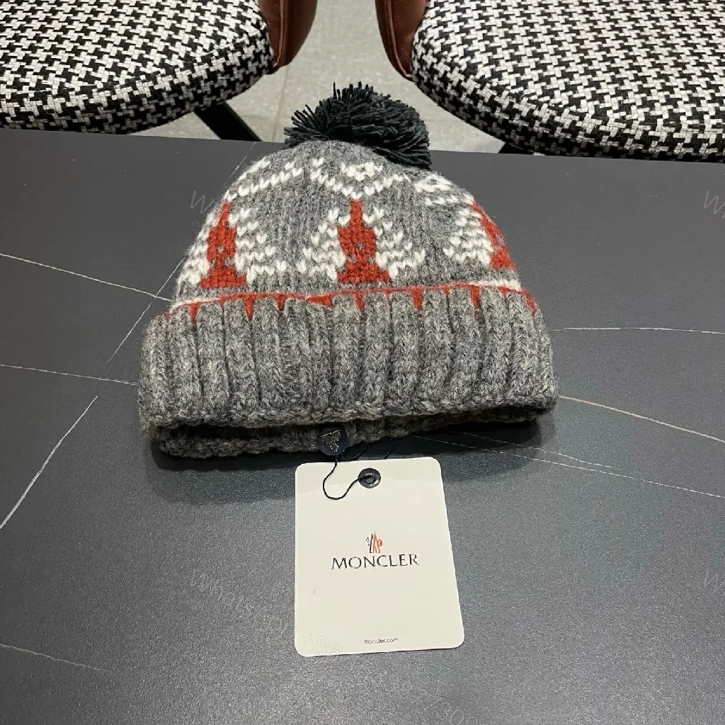 View 7 of Textured Wool Beanie with Pom Pom – Premium Knit Cap