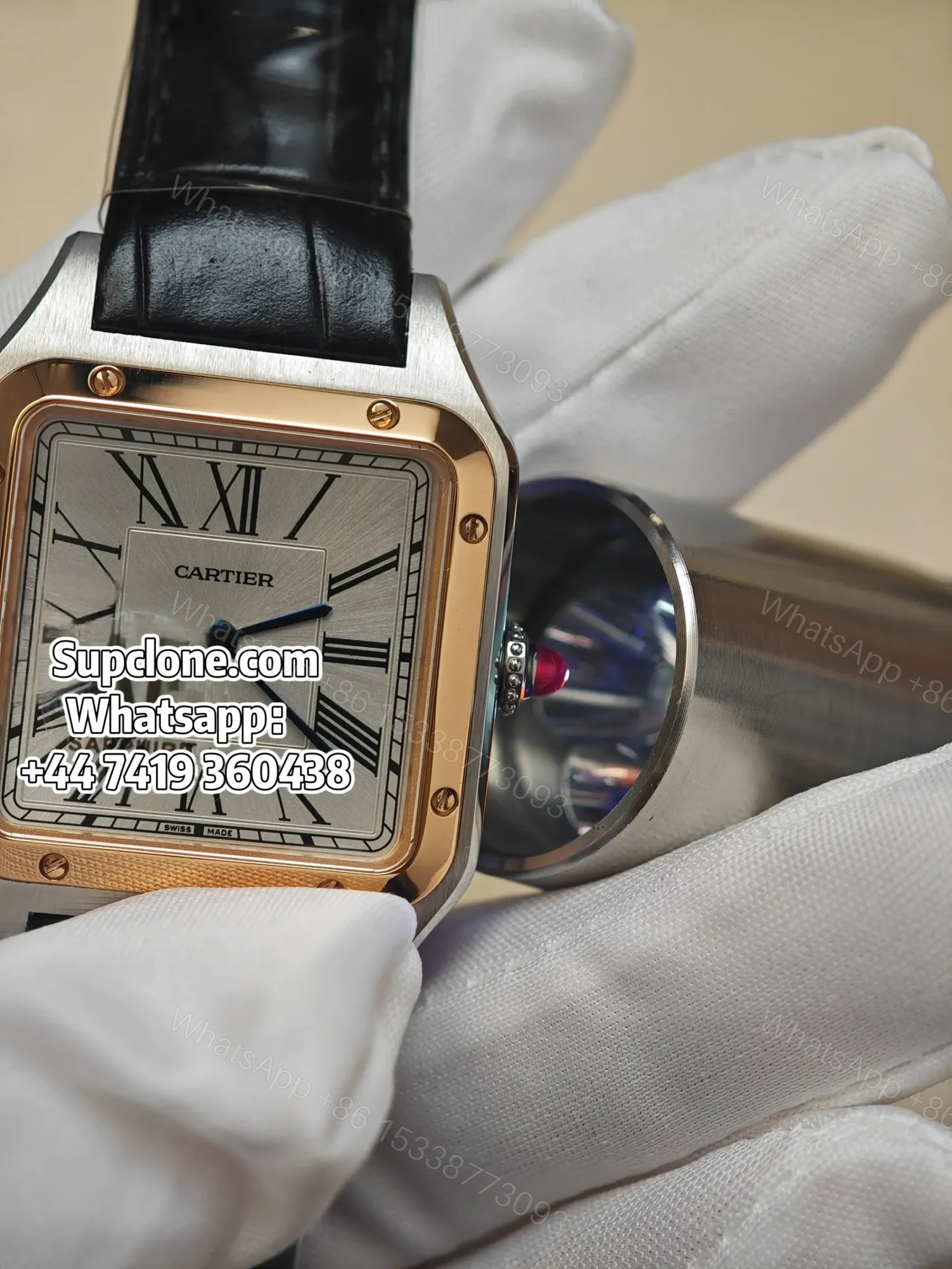 View 2 of Cartier Santos W2SA0038 Super Clone Quartz Watch Leather Strap