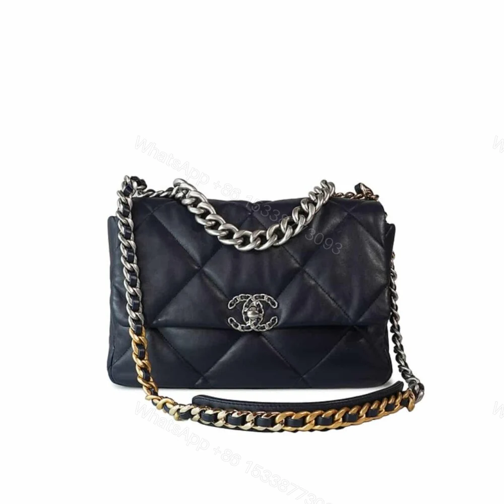 Chanel 19 Series Classic Double C Logo Silver Turn Buckle Black 31Cm — view 1