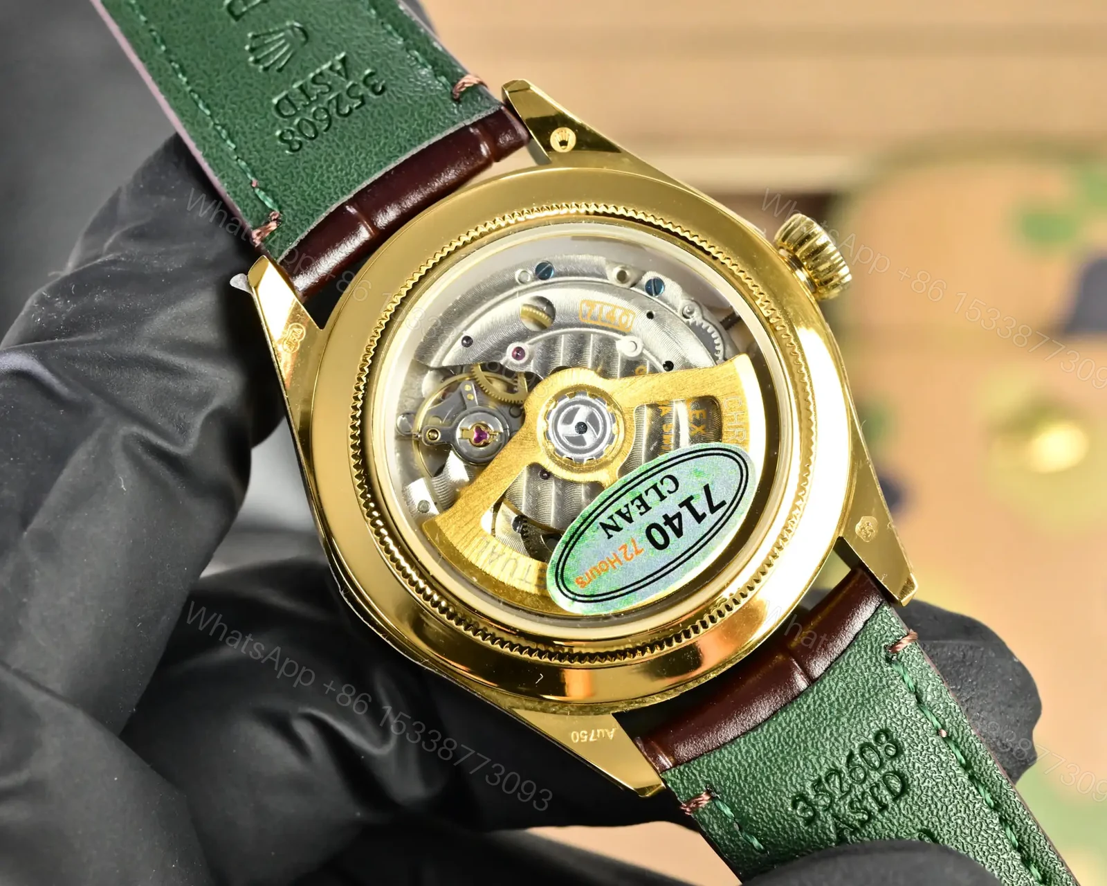 View 7 of Best Rolex 1908 Gold Leather Strap replica 39MM Champagne Dial Edition RG-1908-GOLD-CHAMPAGNE-LEATHER-39