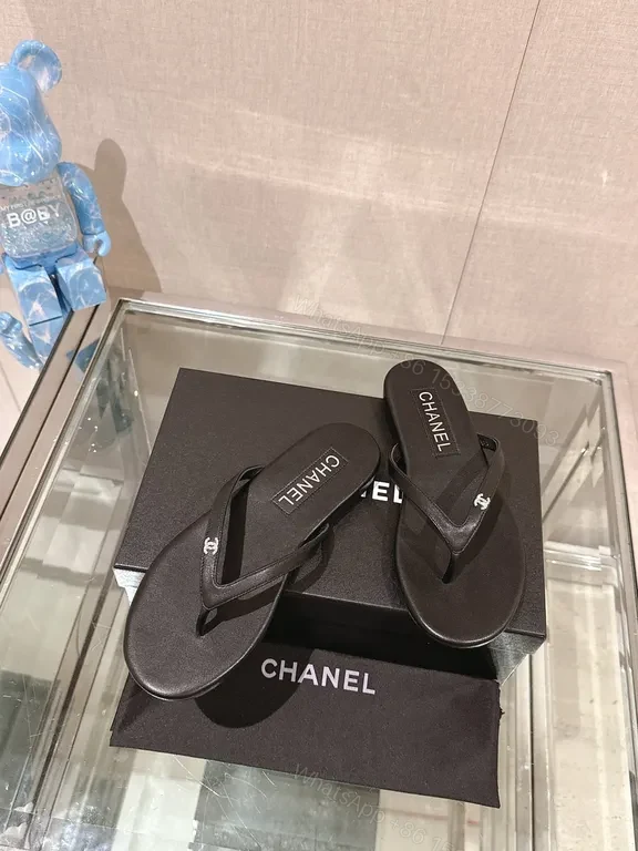 View 9 of Minimalist Black Chanel-Inspired Flip-Flops: Luxe Comfort Sandals