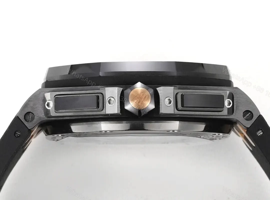 View 7 of OM Factory Audemars Piguet Royal Oak Offshore Chronograph – Black and Rose Gold with Grey Dial, Rubber Strap