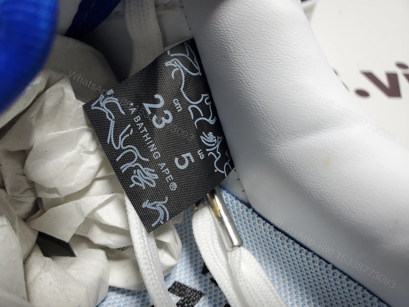 View 6 of A Bathing Ape Bape StaPatent Leather White Blue (2023)(BapeSta)