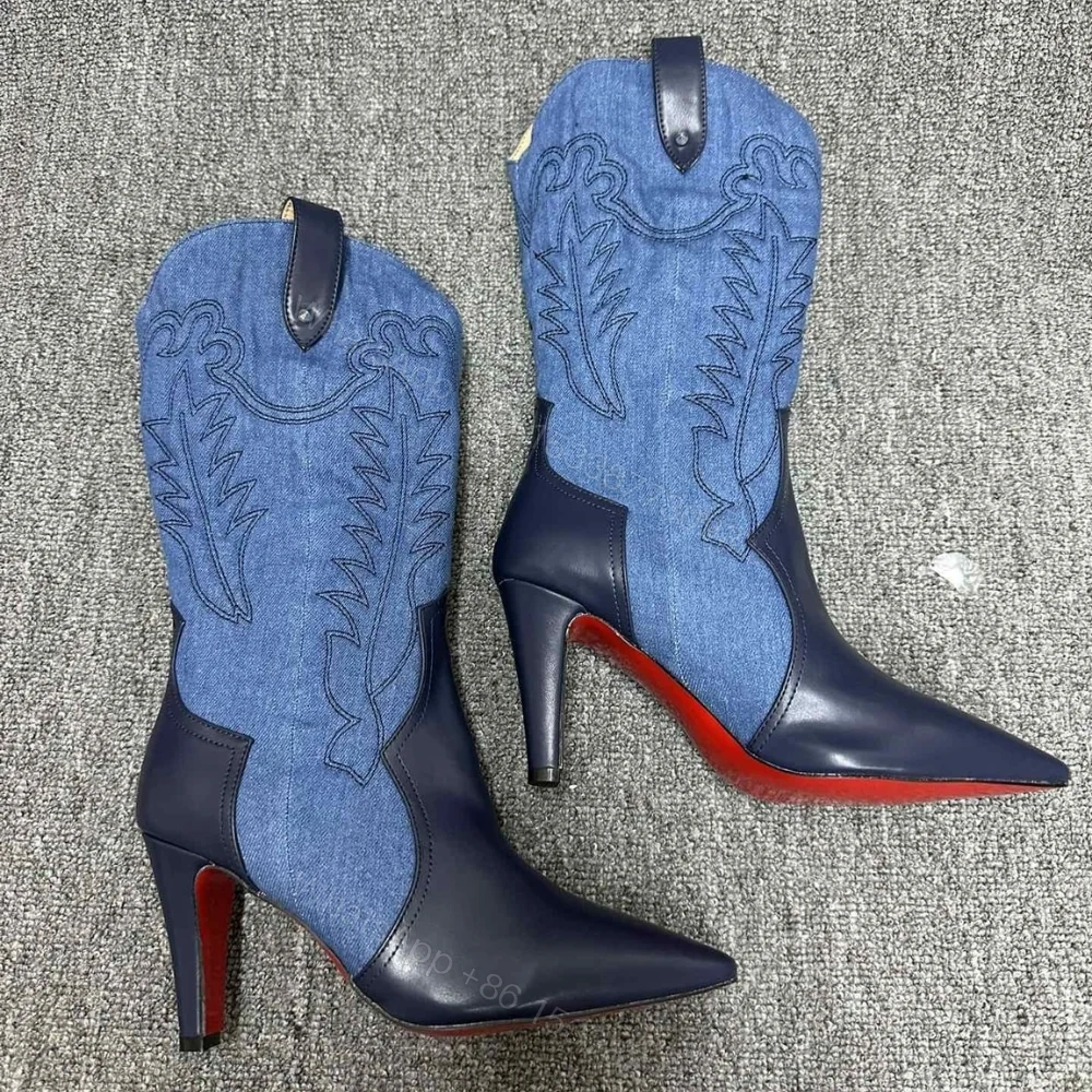 View 2 of CHRISTIAN LOUBOUTIN SANTIABOOTY 85 BOOTS DENIM BLUE 32404636603