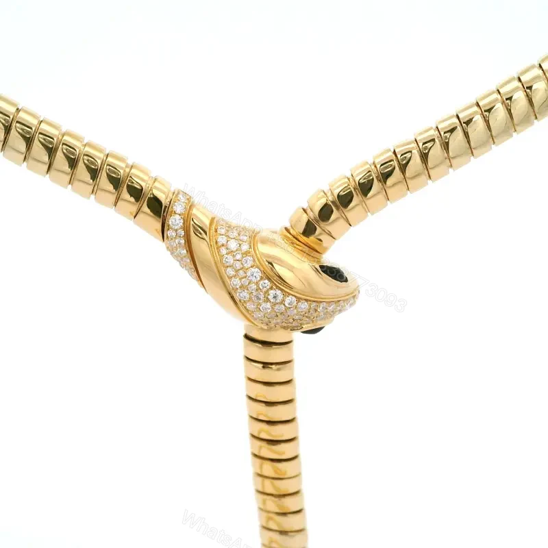 View 3 of Serpenti 18K Gold Diamond Tubogas Adjustable Size Necklace