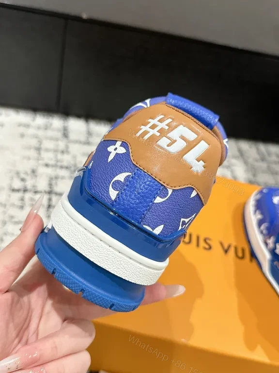 View 4 of Bold Electric Blue LV-Style Monogram High-Tops: All-Day Comfort