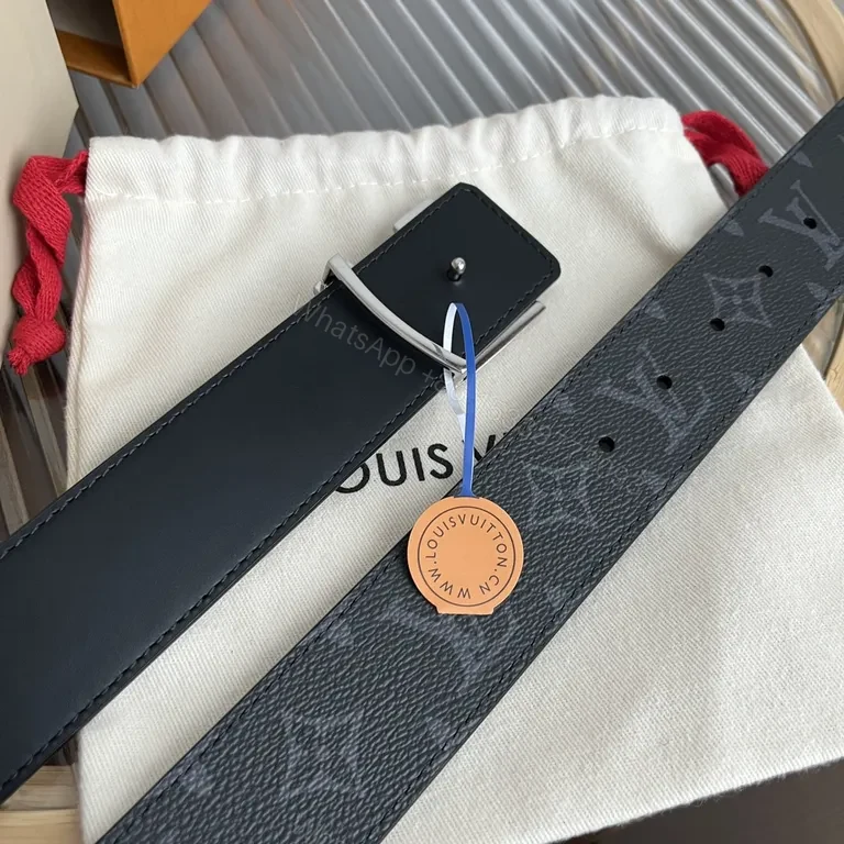 View 4 of Refined LV Monogram Belt with Signature Buckle - Luxury Leather Belt