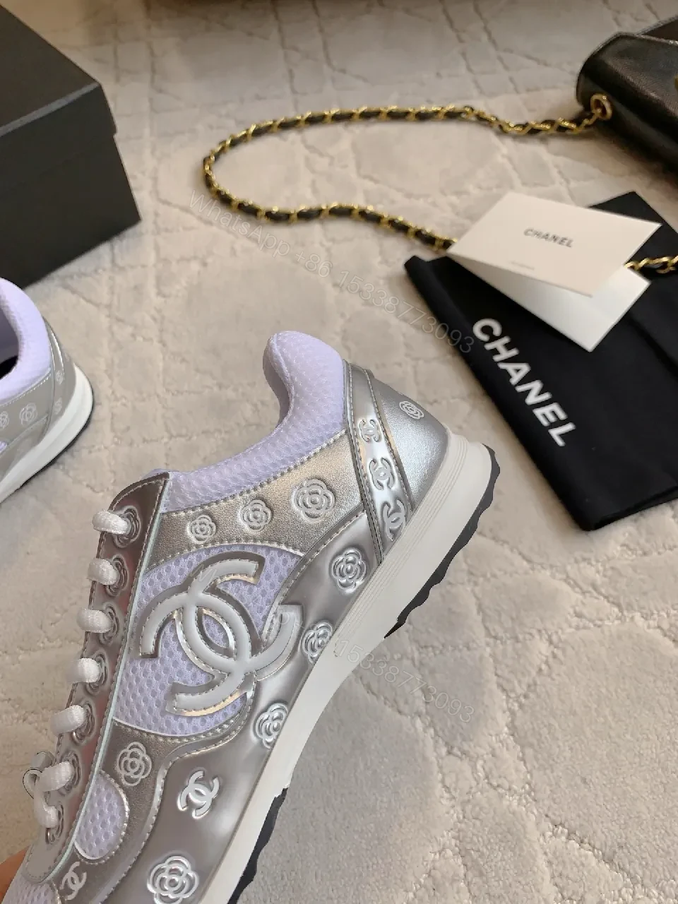 View 2 of White Silver Luxe Sneaker: Modern Comfort Runner