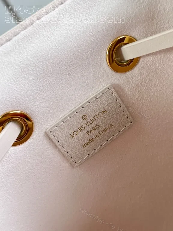View 9 of Chic Soft Pink Monogram Drawstring Bucket Bag - Luxury Style