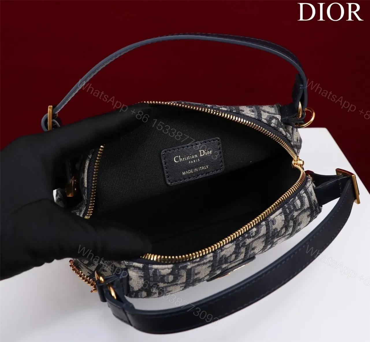 View 2 of Dior Plaid Women’s Handbag, Glossy Leather, Replica 11 High Quality 20cm