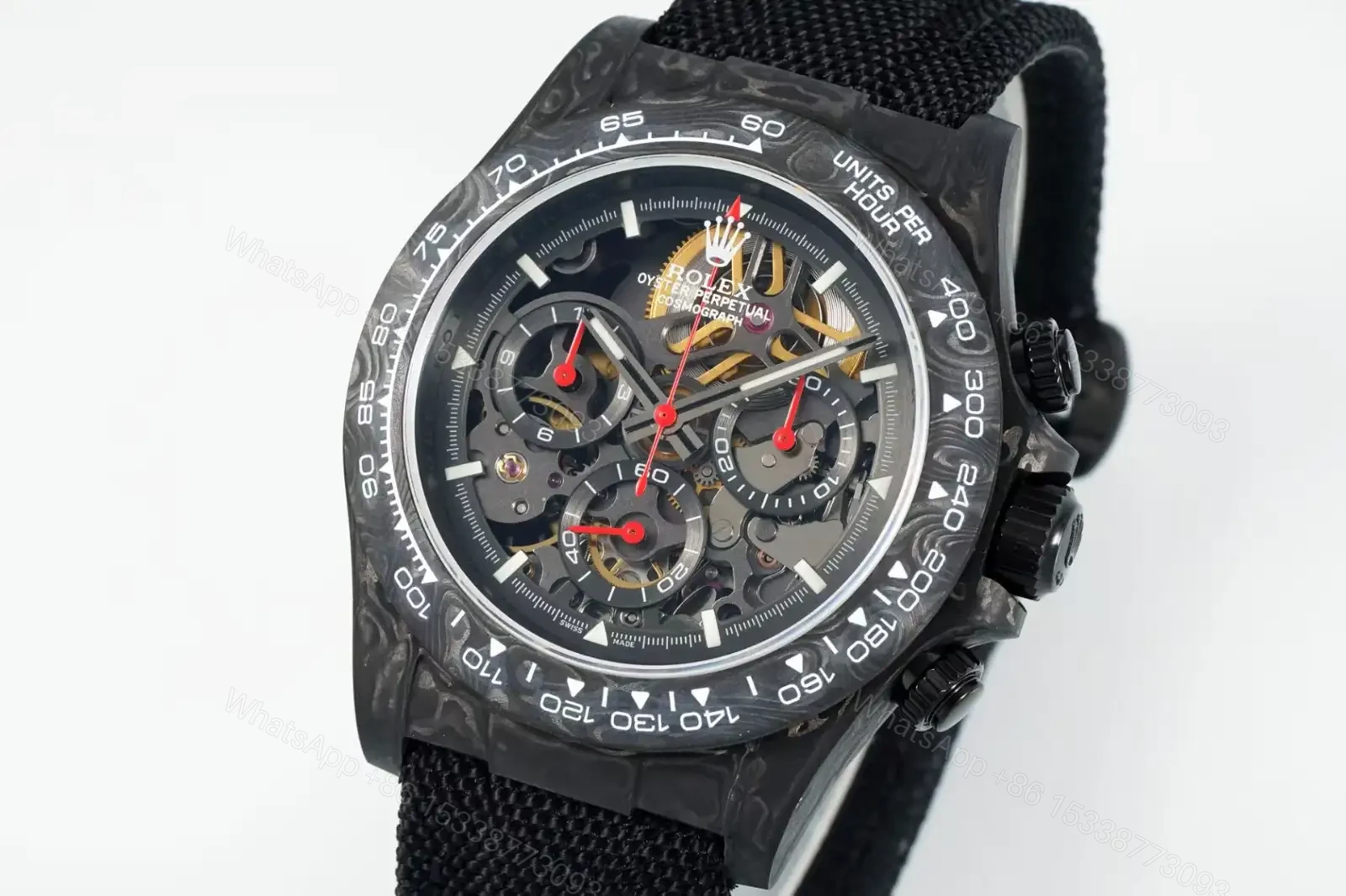 View 2 of Rolex Daytona Skeleton Chronograph Red Accents Red Hands Edition 40mm RLX-DAYTONA-SKELETON-40MM-RED-ACCENTS-CHRONOGRAPH