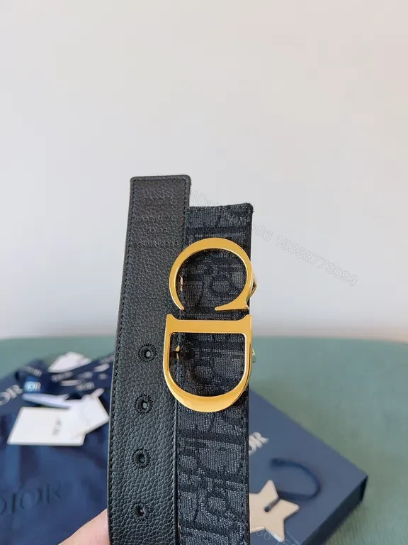 View 8 of Charcoal Leather Belt: Gold-CB Buckle Designer-Inspired Accessory