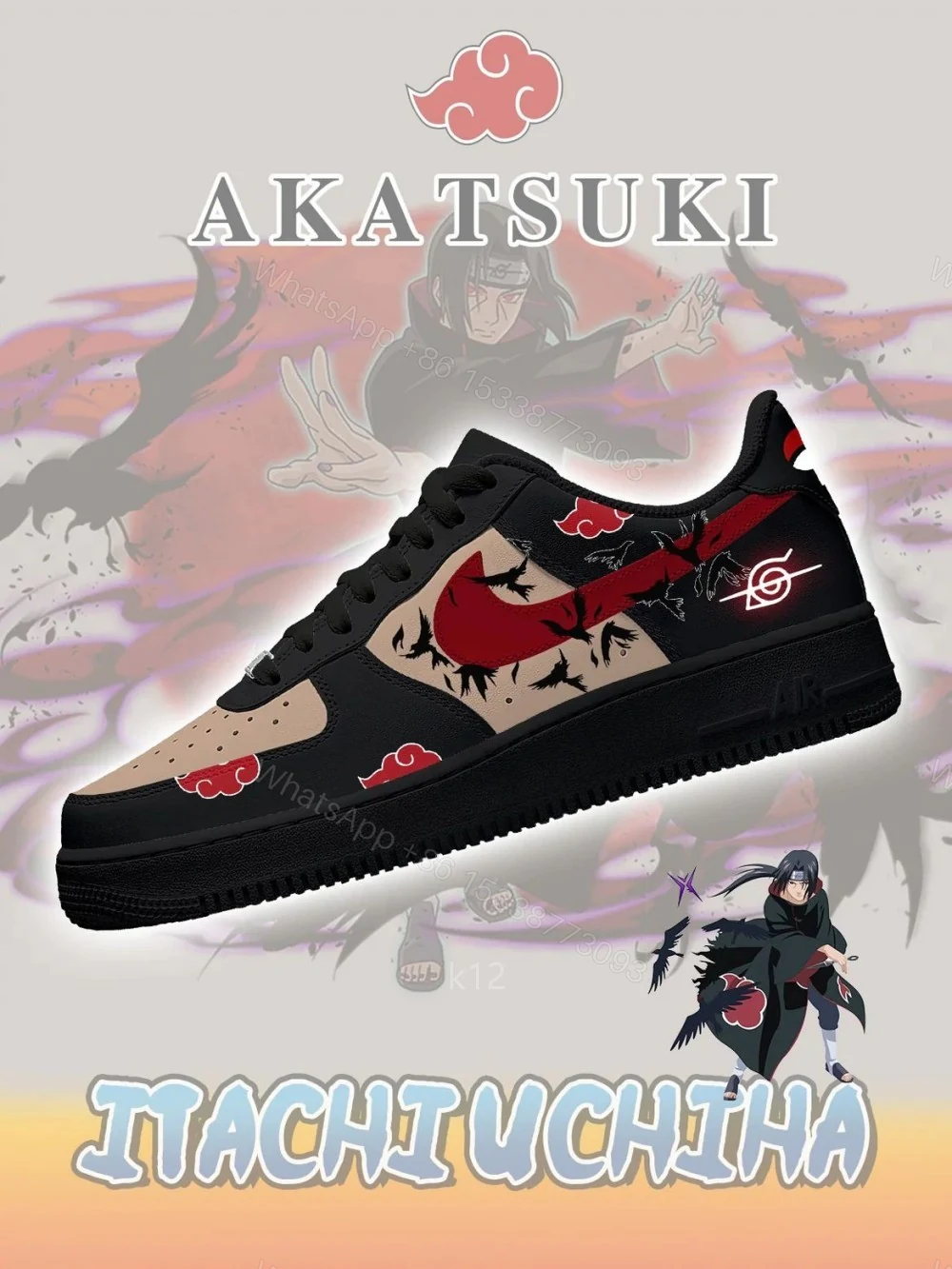 Akatsuki Itachi Uchiha No.6 Custom Air Force1 — view 1