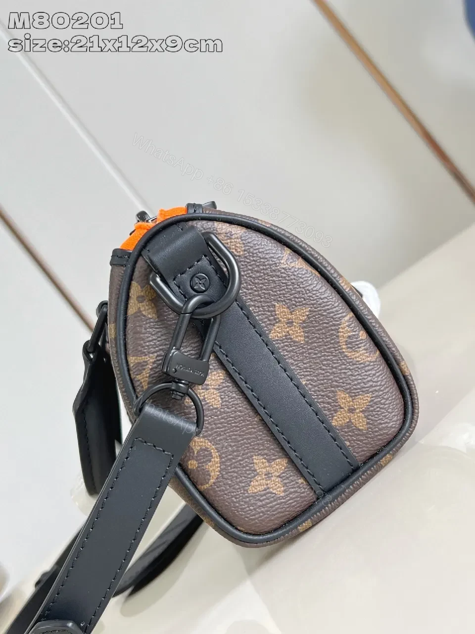 View 4 of Brown Monogram Handbag with Playful Patch – Luxe Everyday Carrier