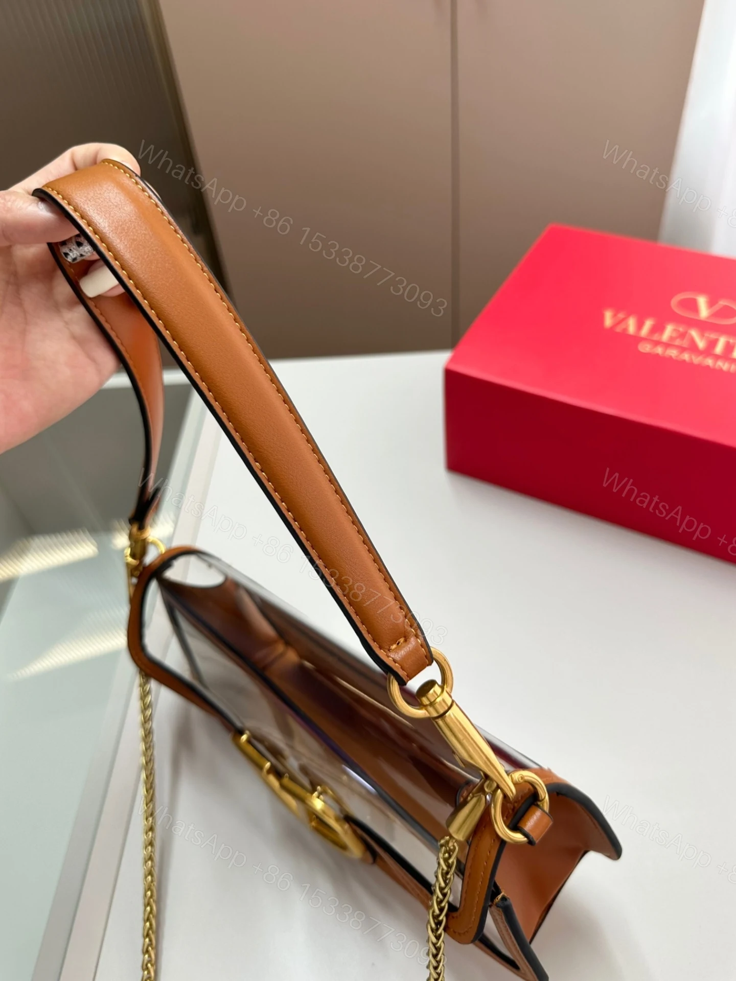 View 7 of VALENTINO GARAVANI LOC? PVC AND SHOULDER BAG BROWN 24CM